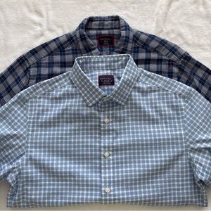 UNTUCKit Dress Shirt Mens Medium Slim Fit Blue Plaid Cotton Button Up Lot of 2